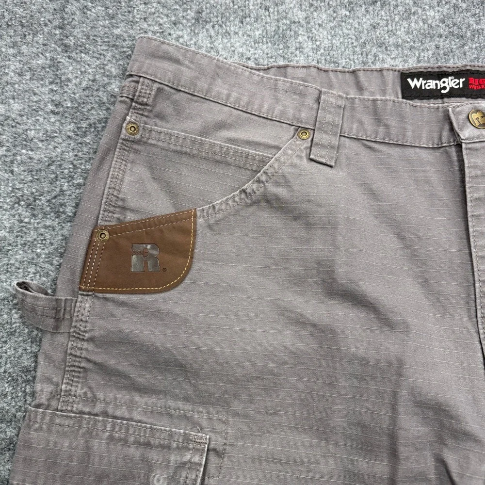 Wrangler Riggs Workwear Cargo Shorts Mens 40 Gray 10in Ripstop Durable Workwear